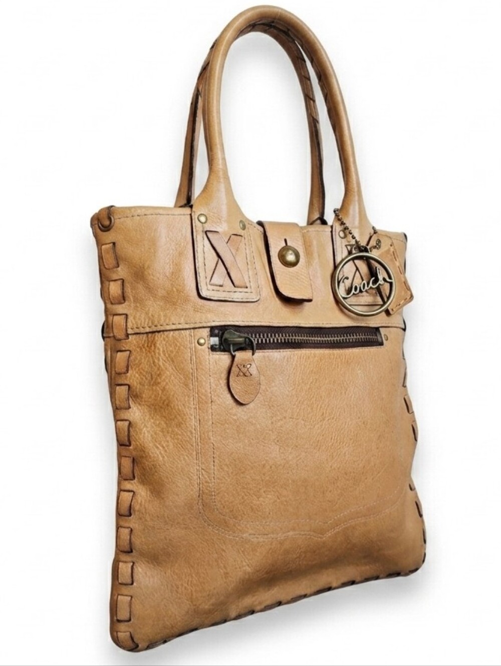 ​Coach 2007 Legacy Thompson Leather Slim Tote #11377 Natural Vachetta Whipstitch